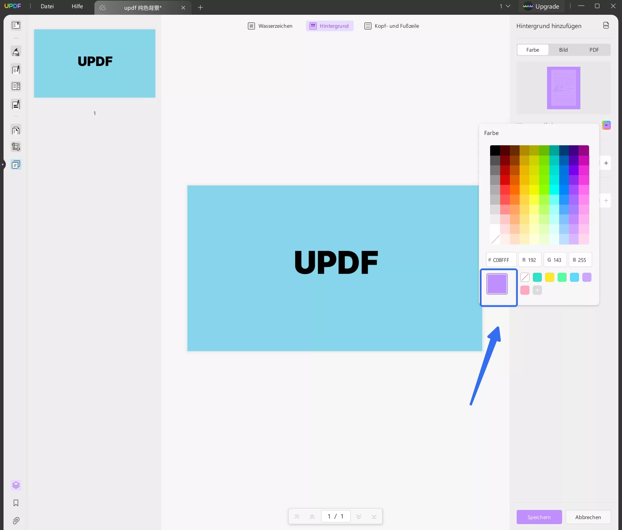 PDF-Hintergrund in Weiß online zu machen