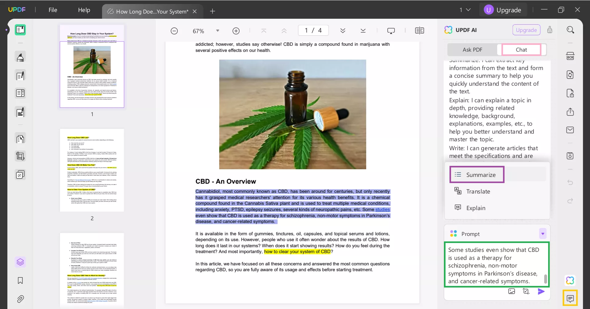 copy and paste text to summarize with UPDF on Windows and Mac