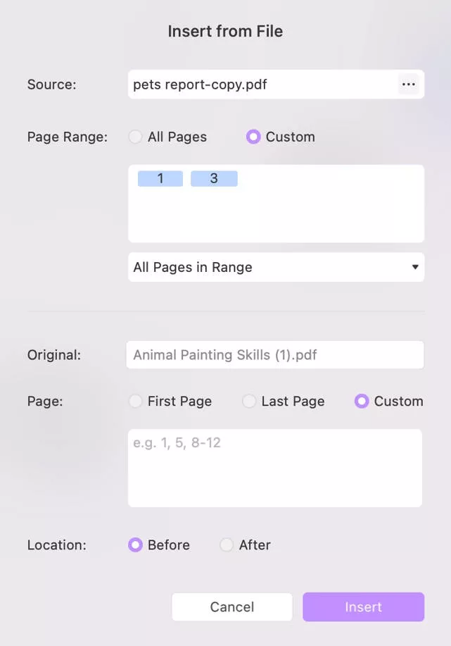 insert from PDF file