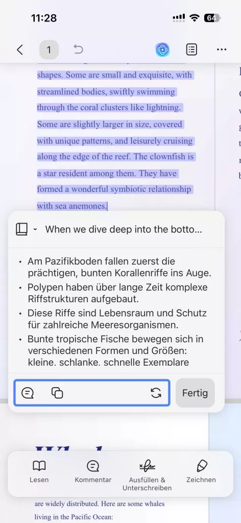 Erklärung generieren und kopieren