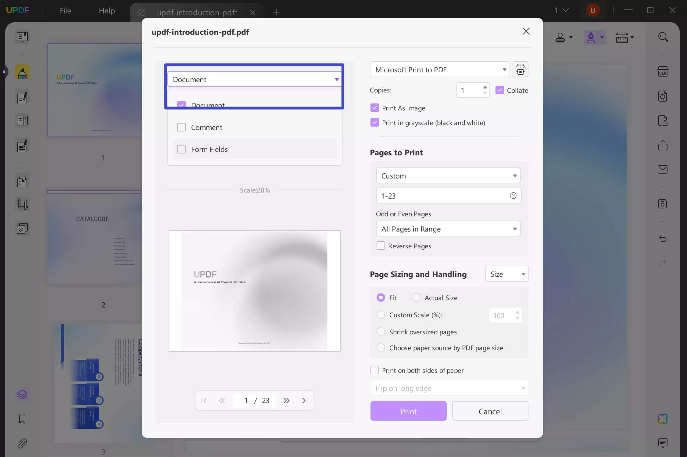 flatten PDF by printing