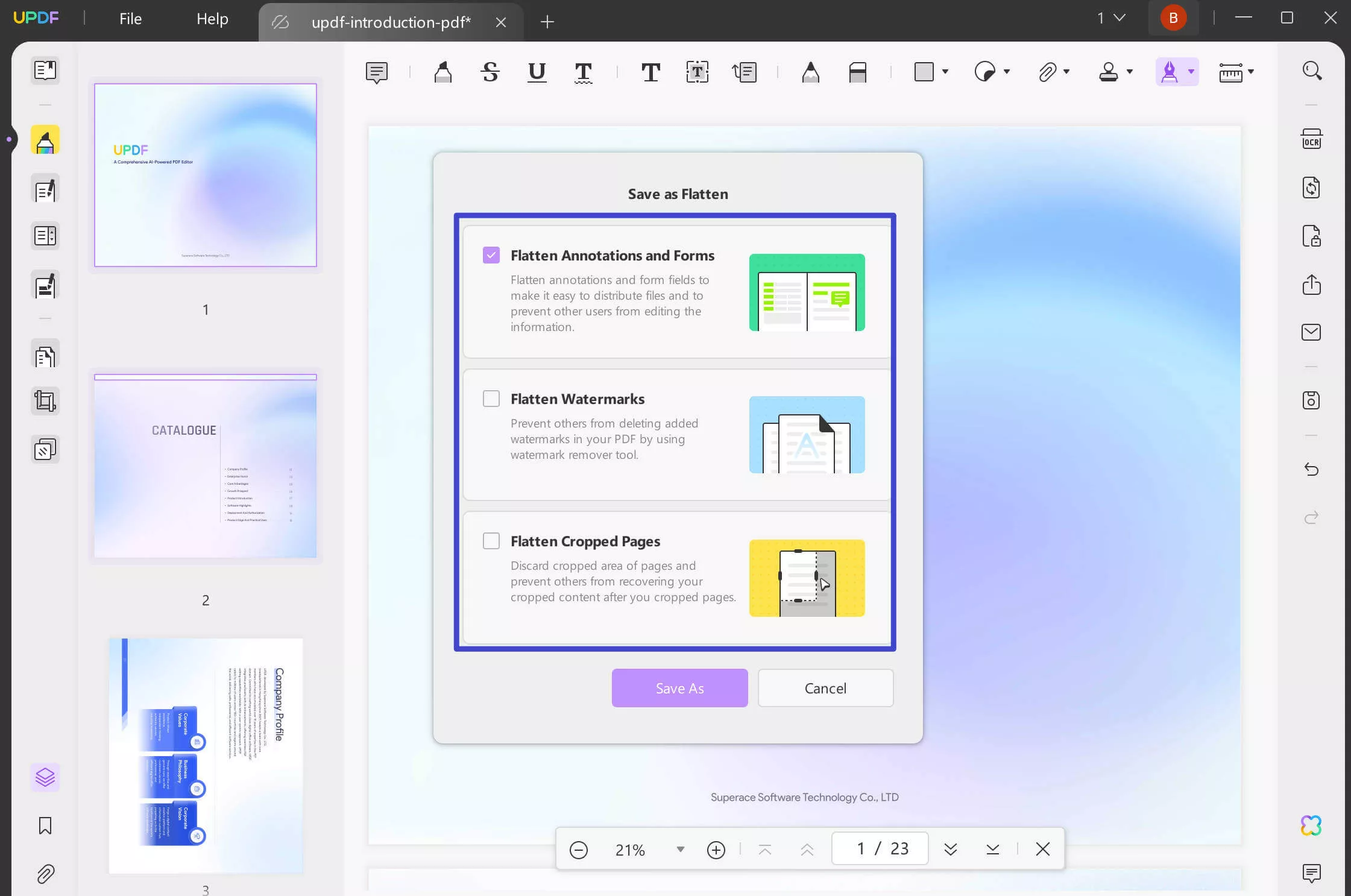 flatten PDF