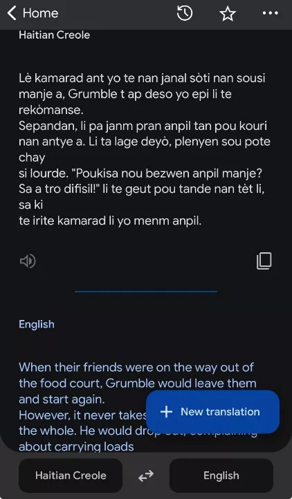 haitian creole to english goole translate android 2