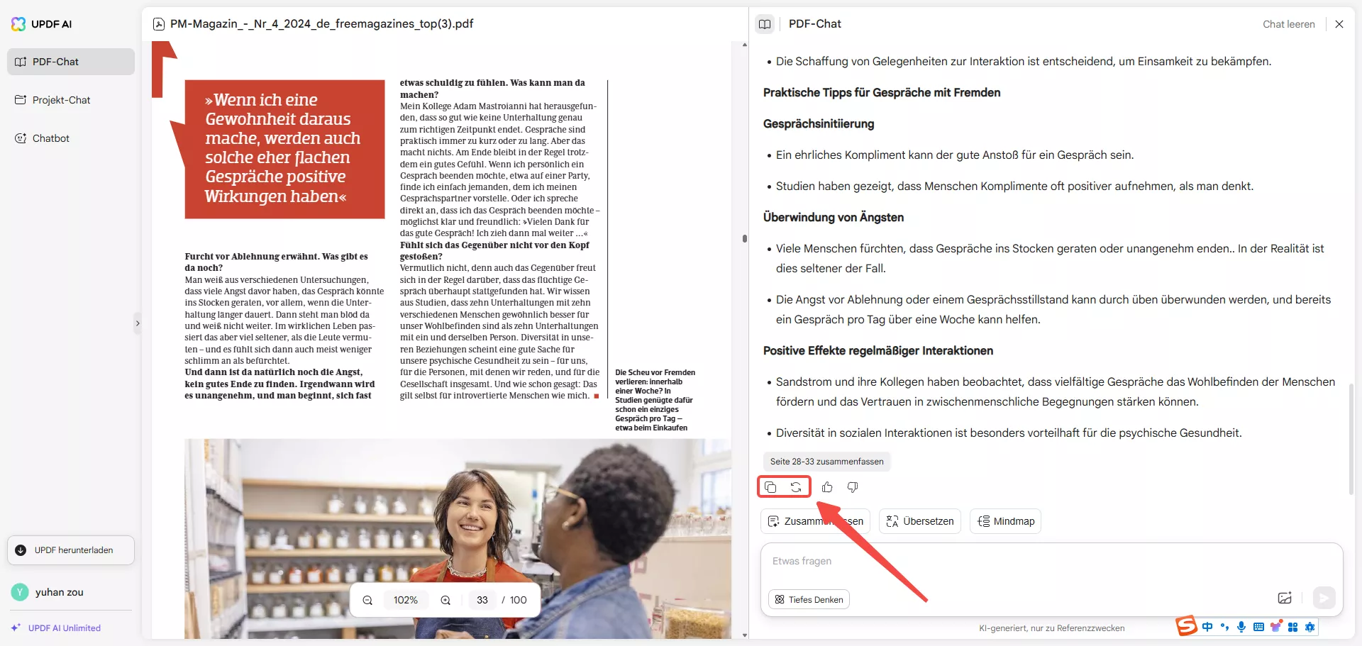 Eingabeaufforderung hinzufügen und Antwort kopieren