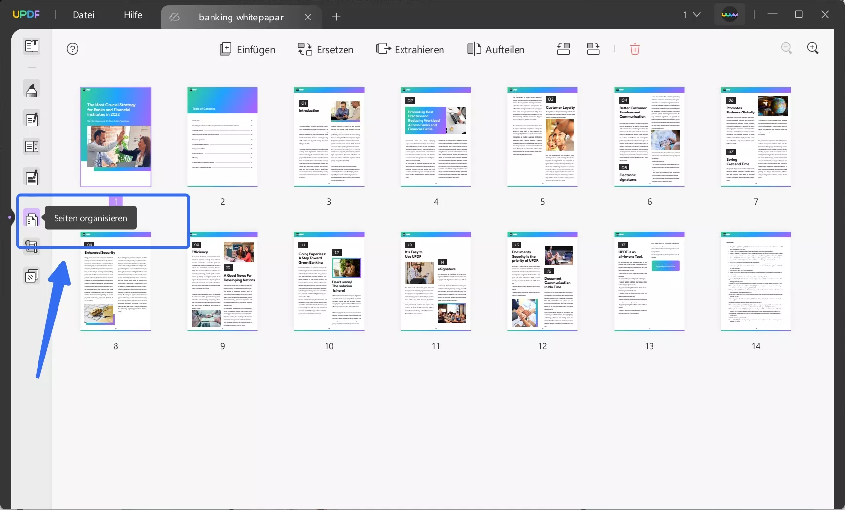 Die Seitenoption wählen