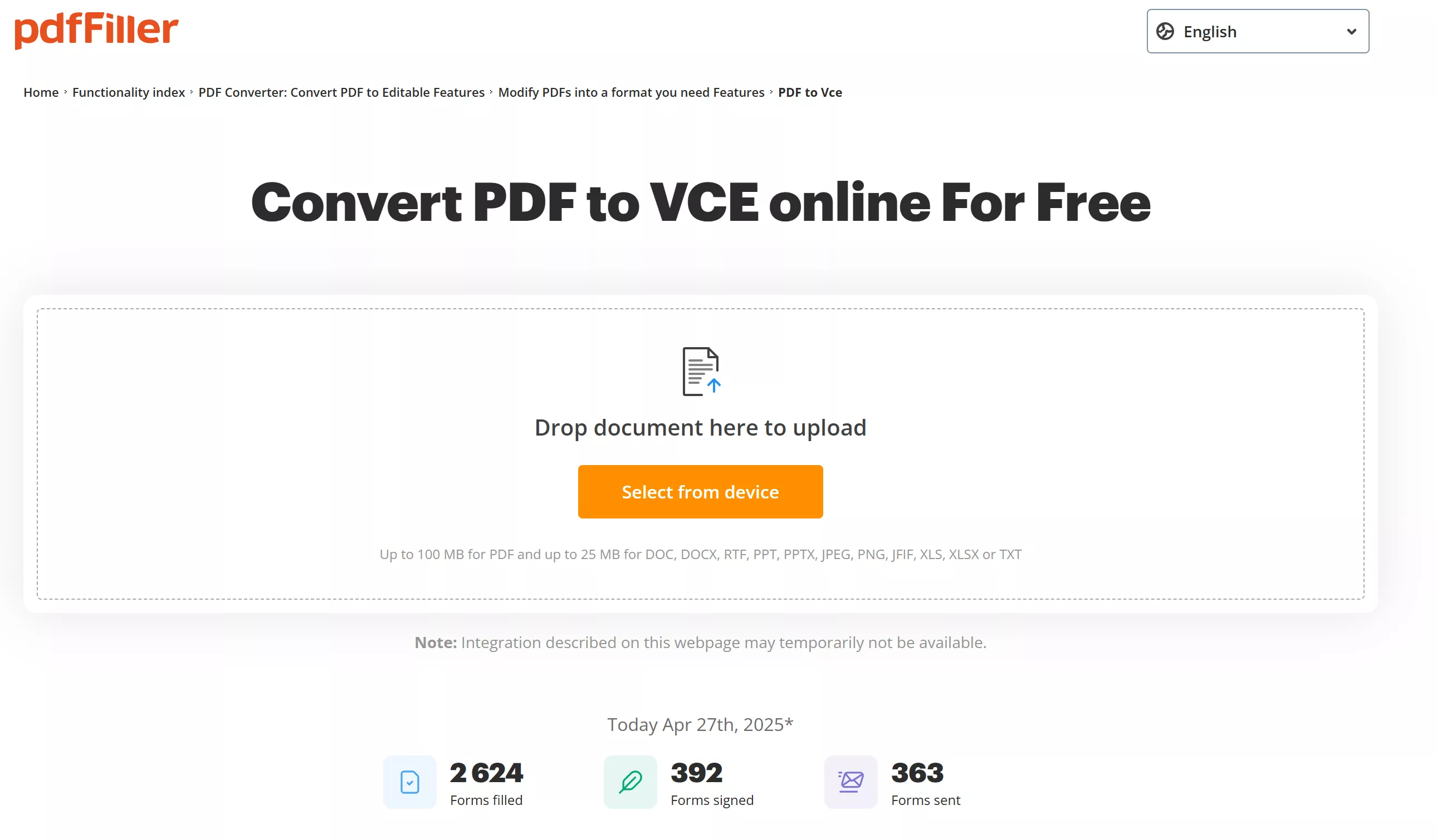 pdffiller pdf to vce 변환하