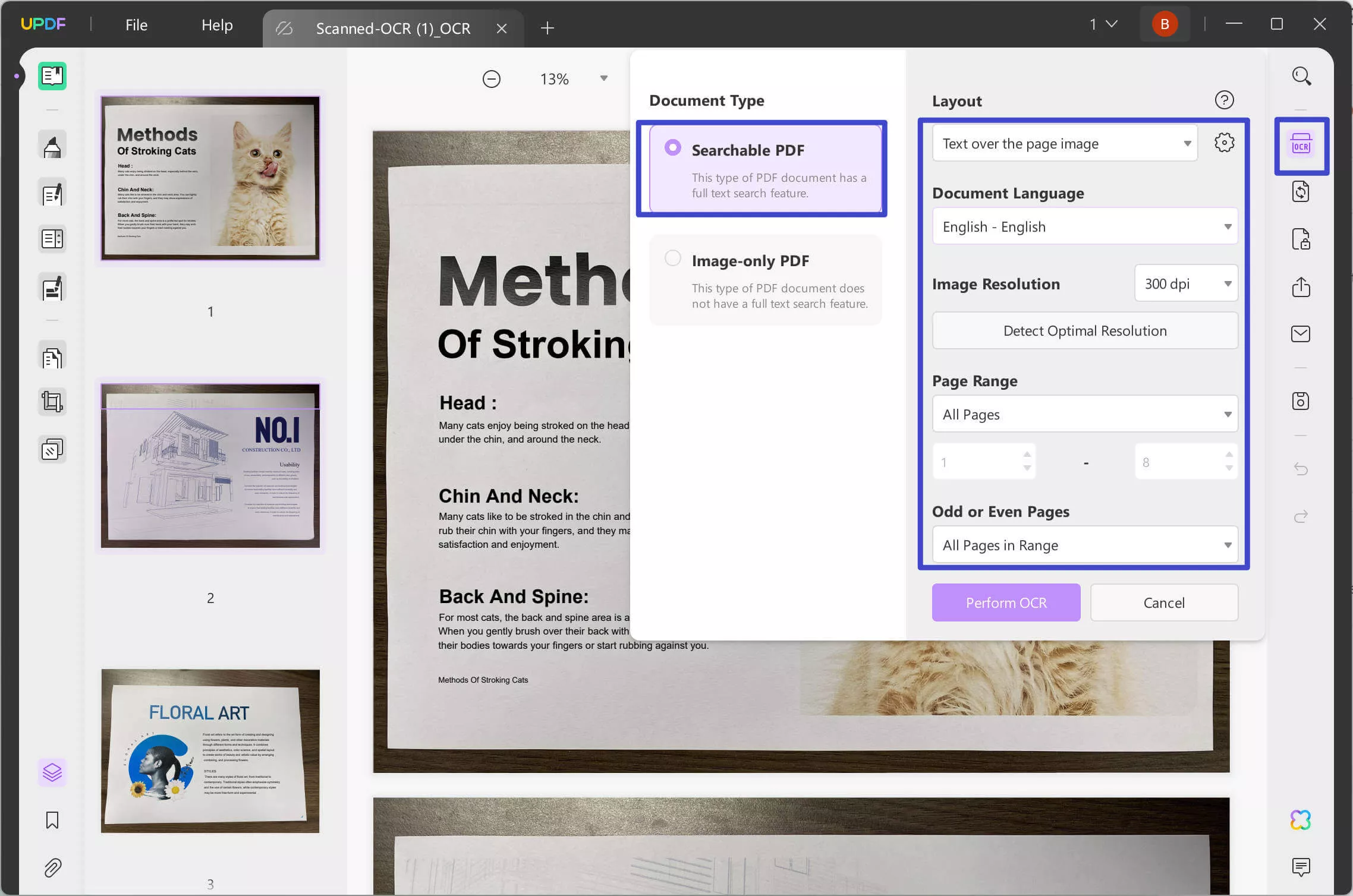 translate scanned PDF from English to French