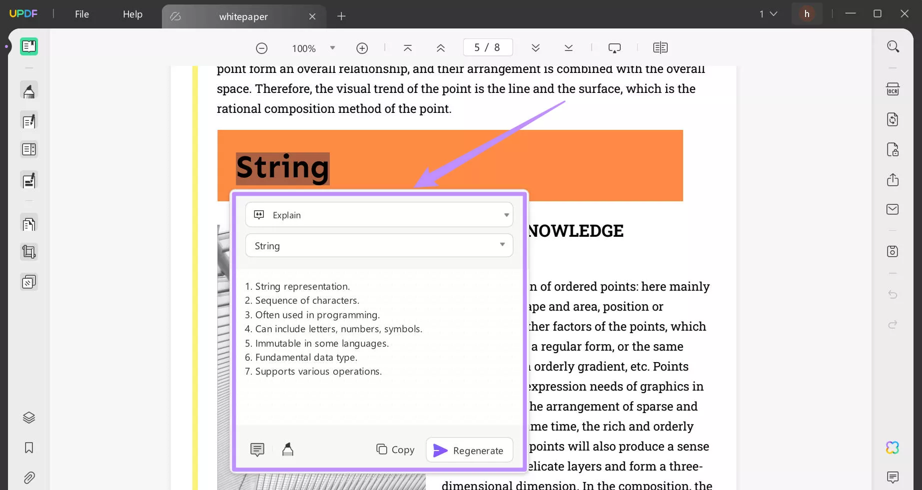 wyjaśnienie wyniku przez updf ai w systemie windows