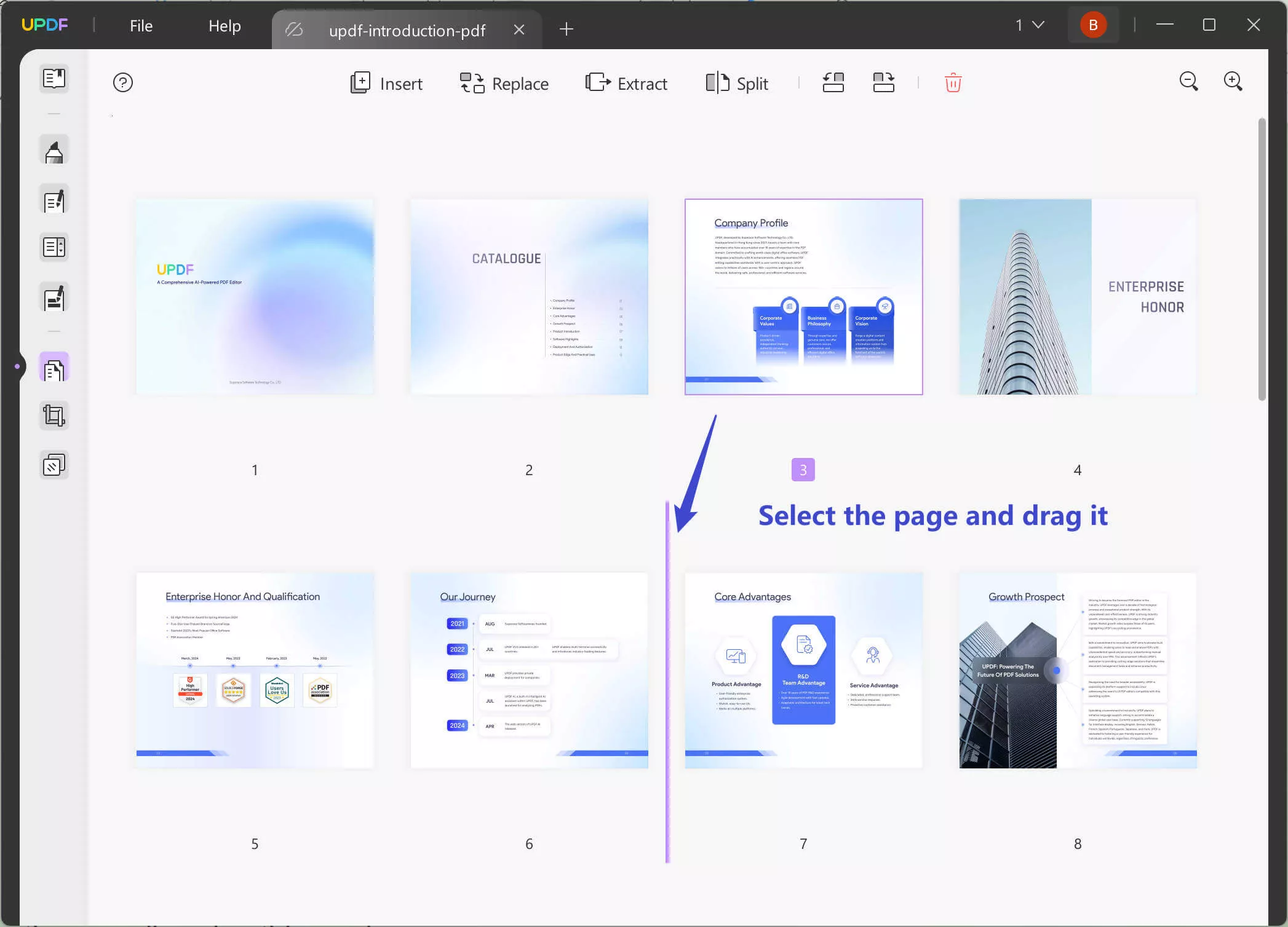 pilih halaman dan seret