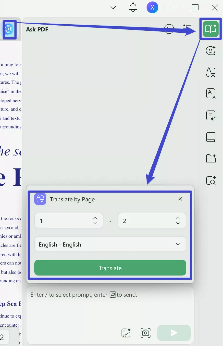 translate the content by page with updf ai on windows and mac
