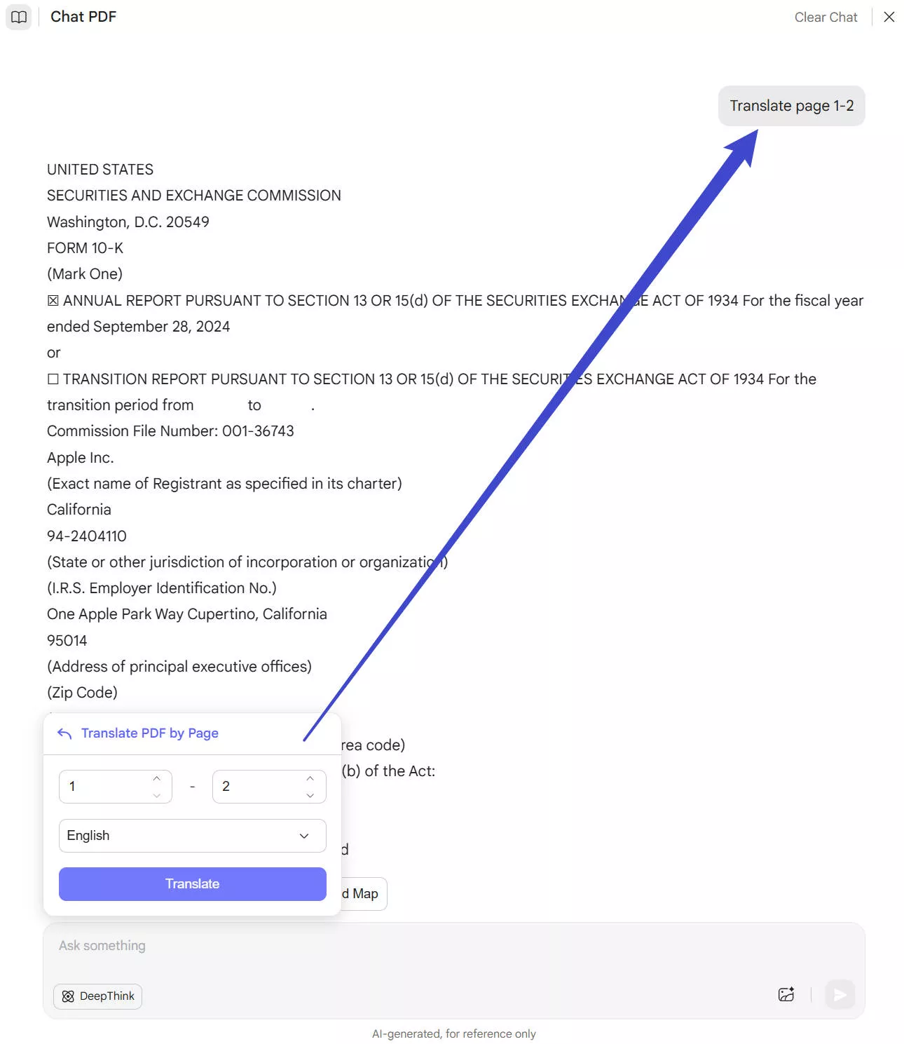 translate gujarati pdf to English with updf online ai assistant