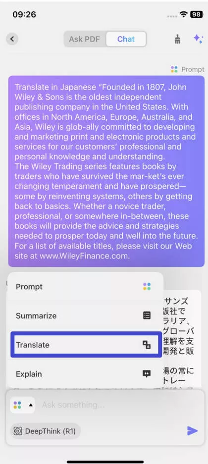 translate by page with updf ai on android
