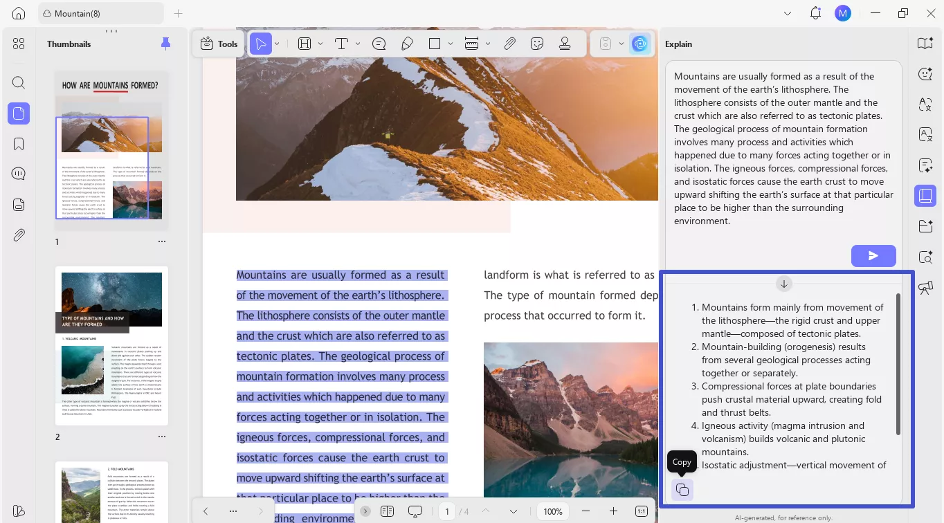 copy the generated output