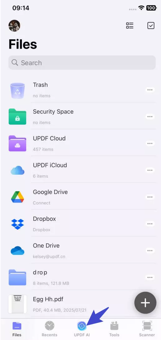 navigate to the updf ai assistant on android