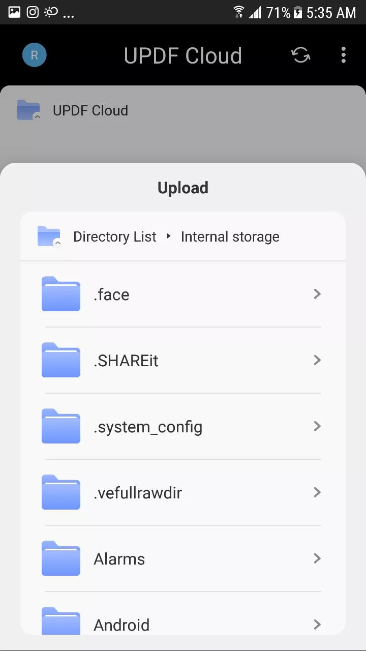 upload the file to updf cloud with updf for ios