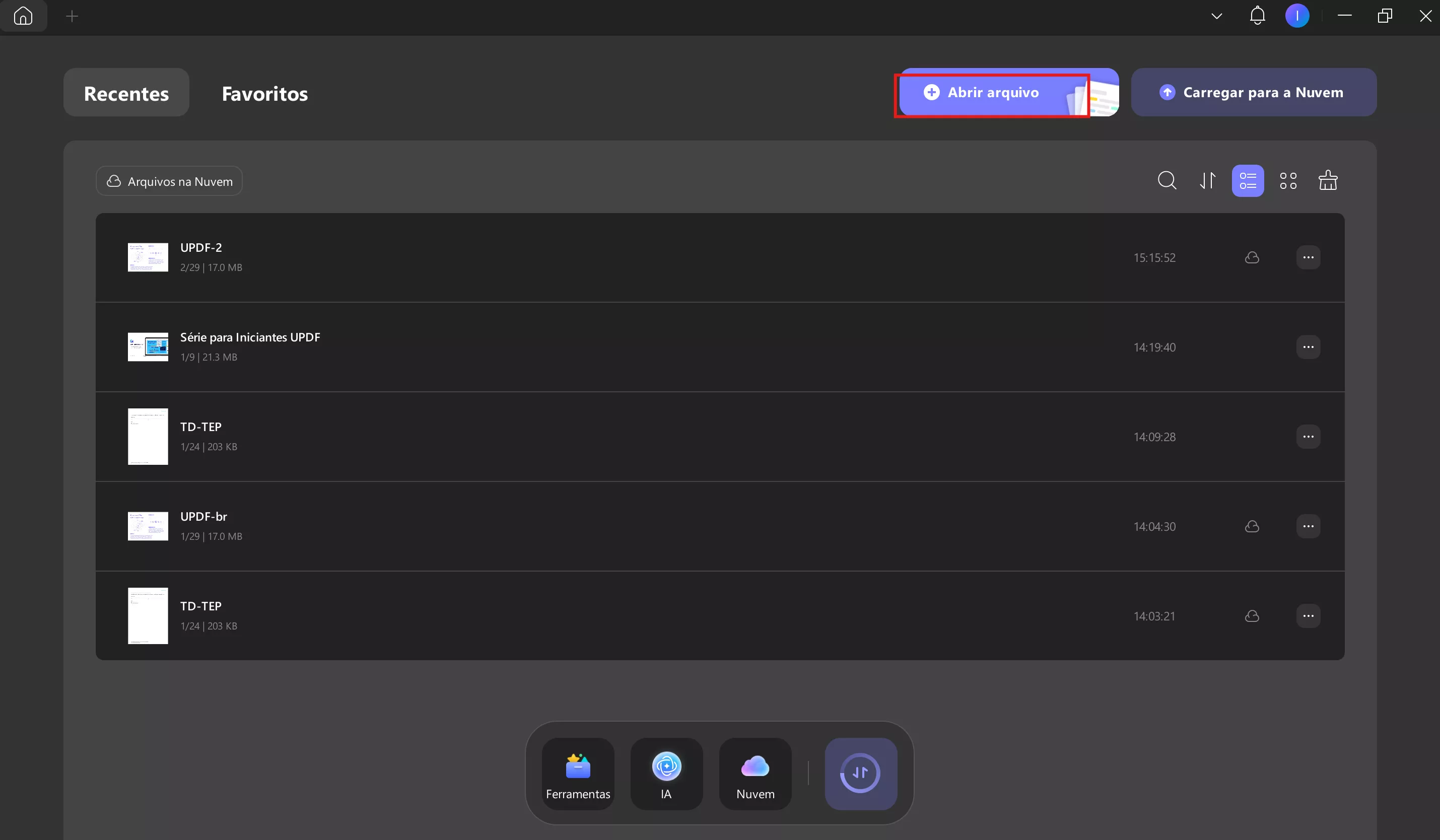 abrir arquivo no updf e analise de ia em texto