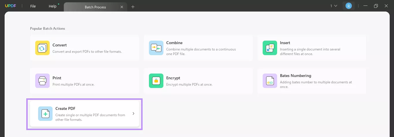 click create pdf updf windows