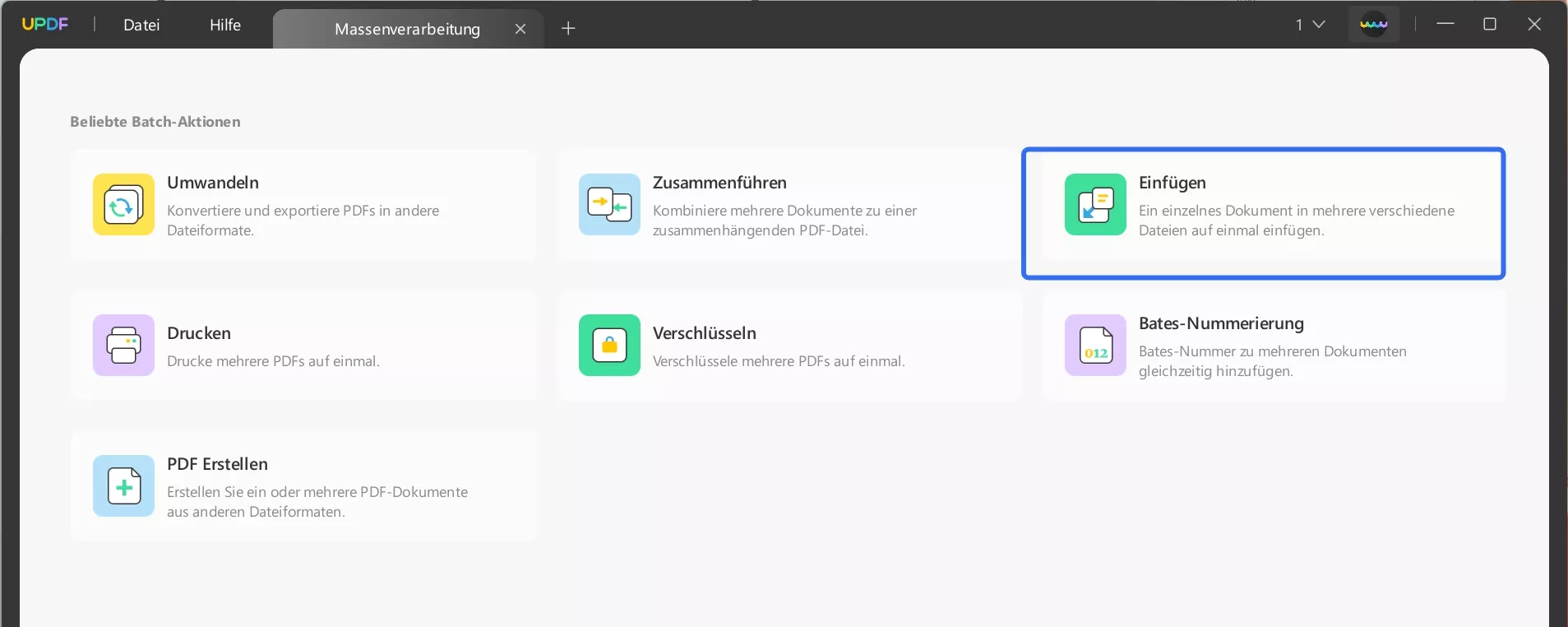 batch einfügen updf