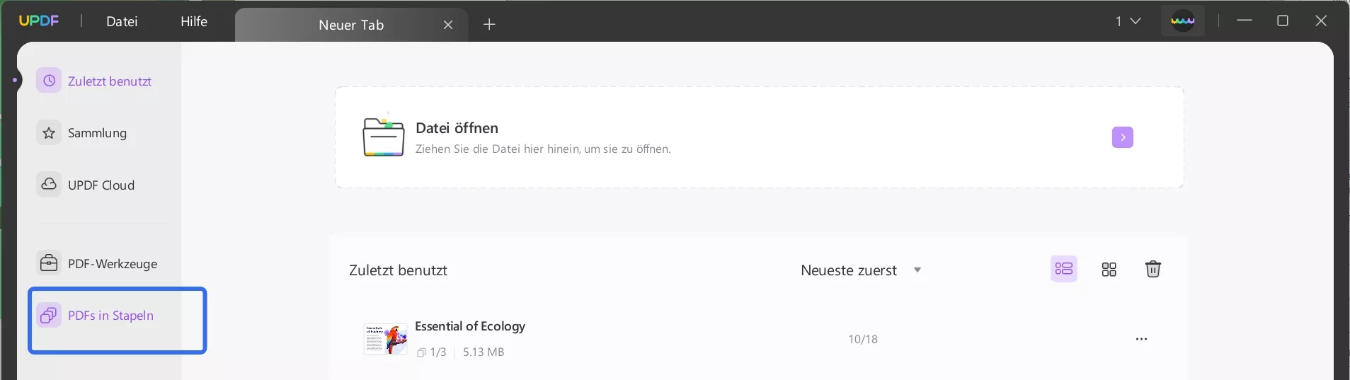 Batch-PDF in UPDF unter Windows auswählen