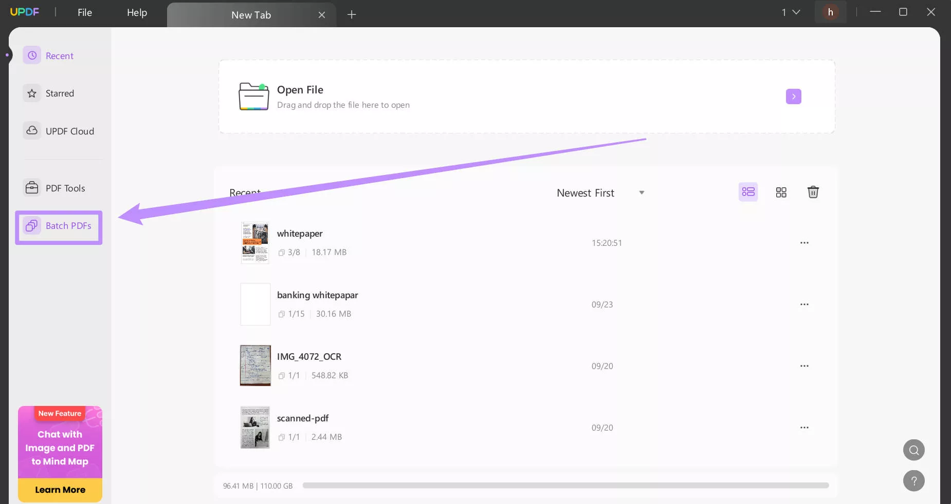 batch-pdf selecteren in UPDF op Windows