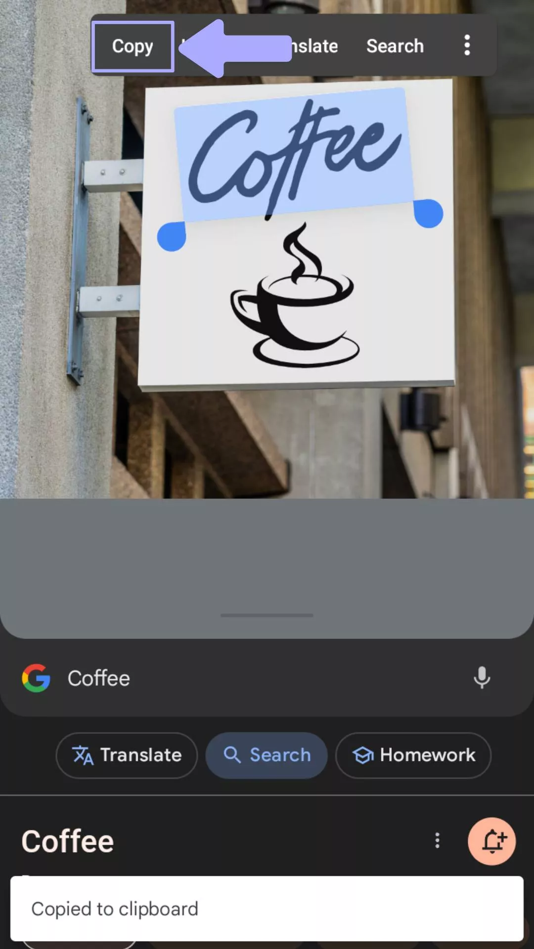 Google 렌즈로 이미지에서 텍스트 복사