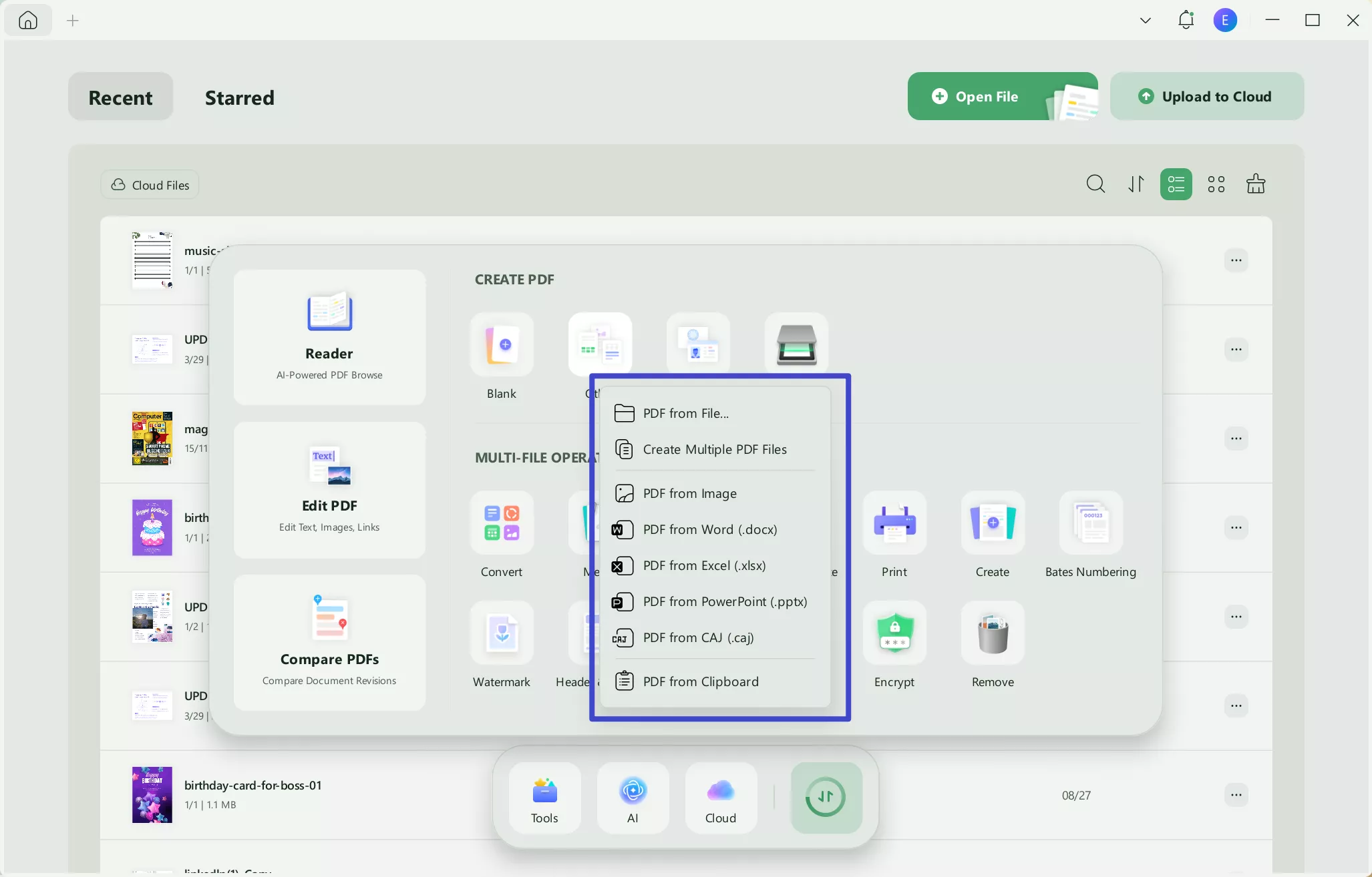 Click on the Create button updf windows