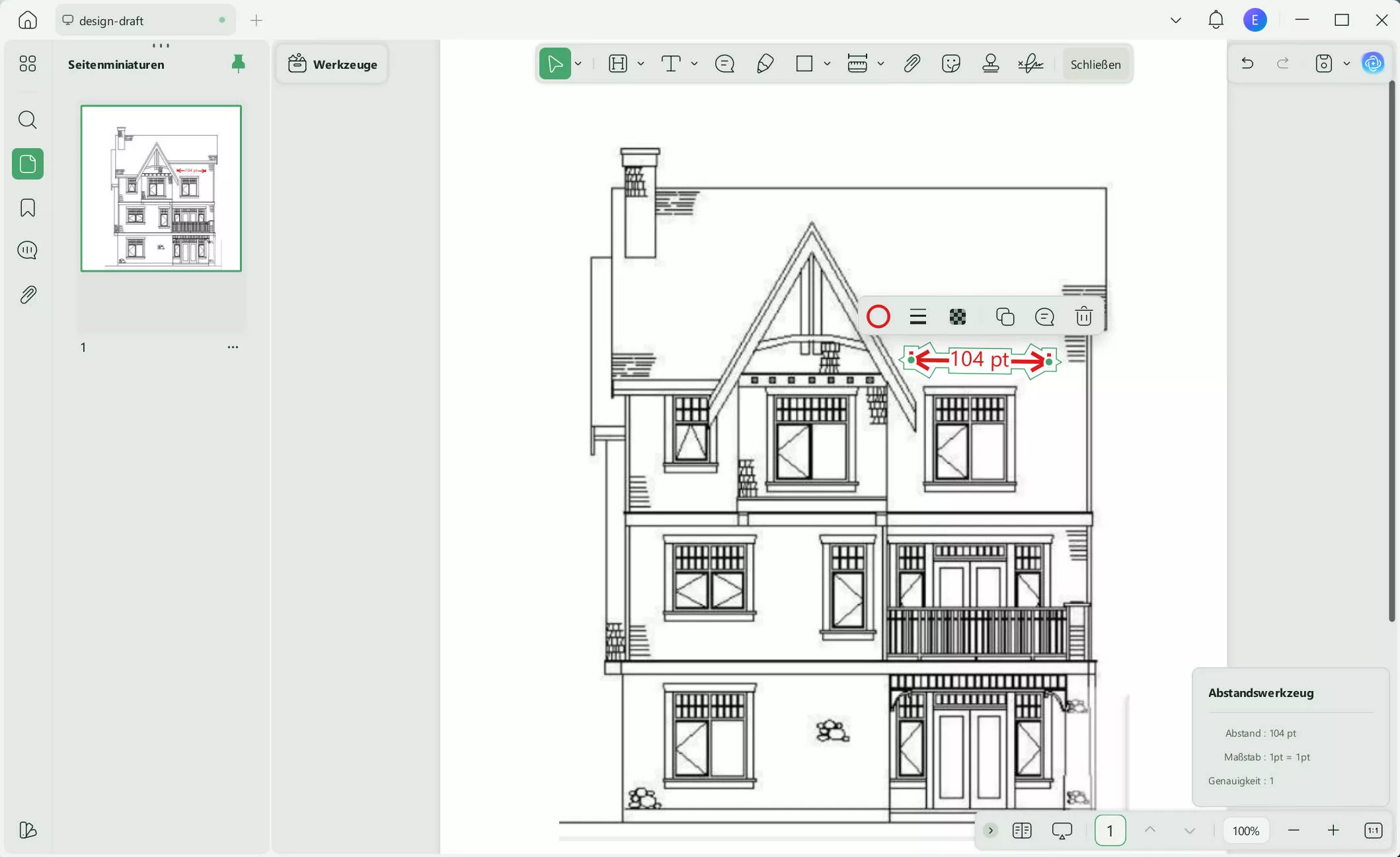 Adobe Acrobat Messwerkzeug UPDF Entfernung messen