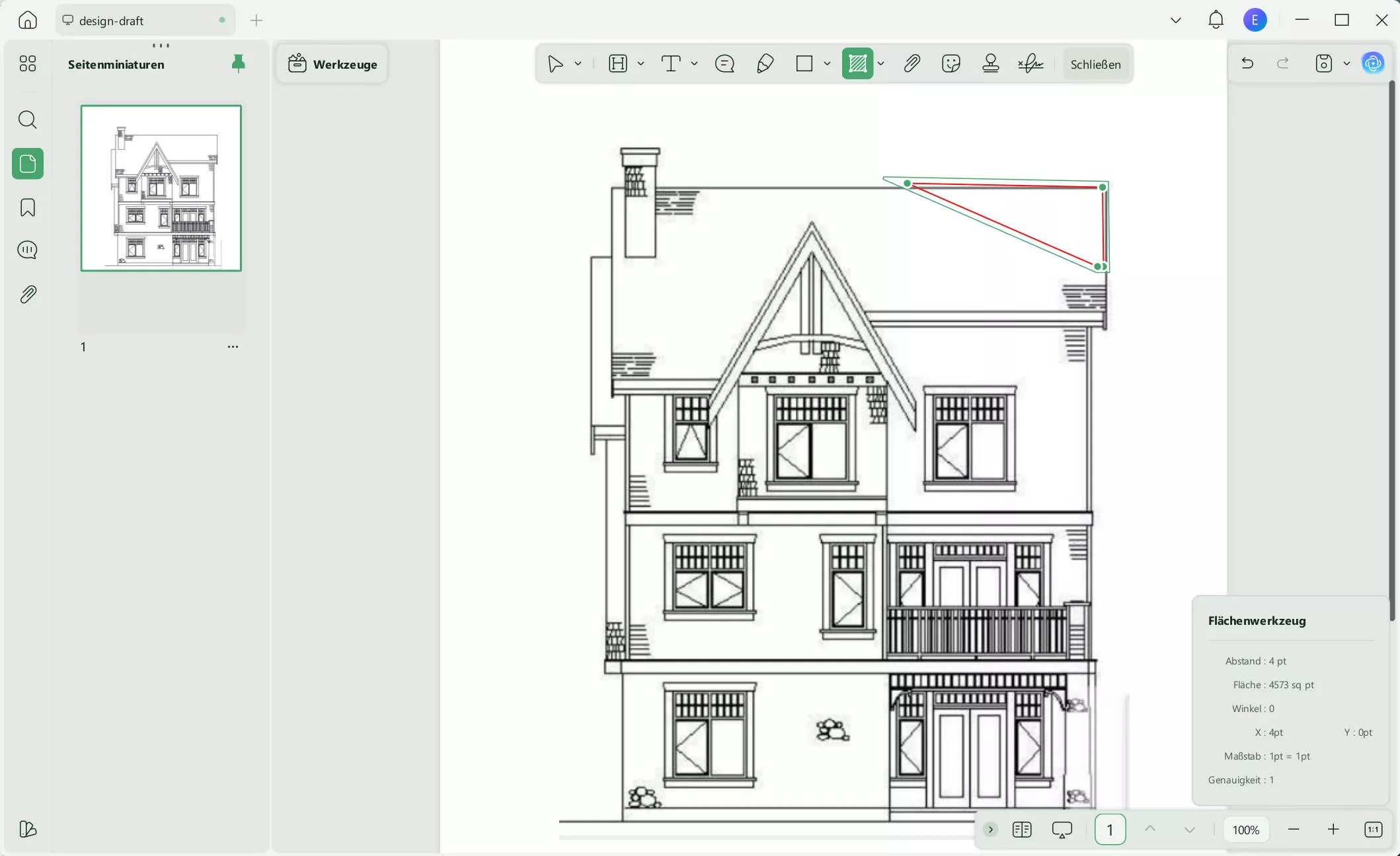 Adobe Acrobat Messwerkzeug UPDF-Bereich
