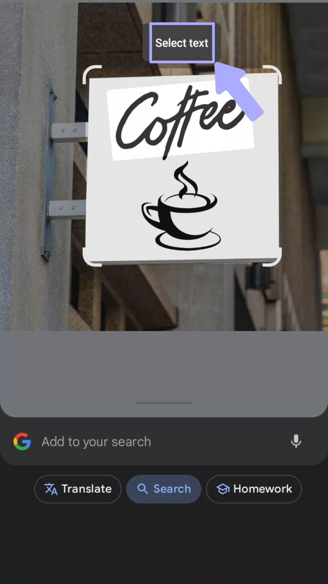 텍스트 Google 렌즈 안드로이드 선택