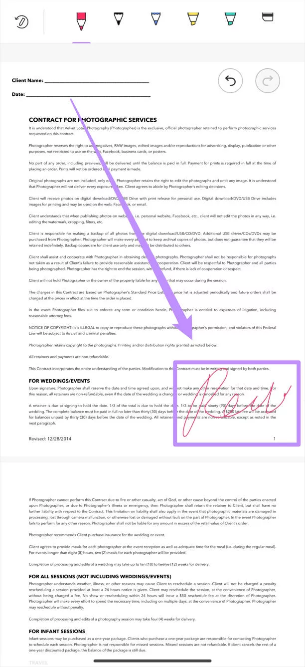sign the pdf via pencil with updf for android