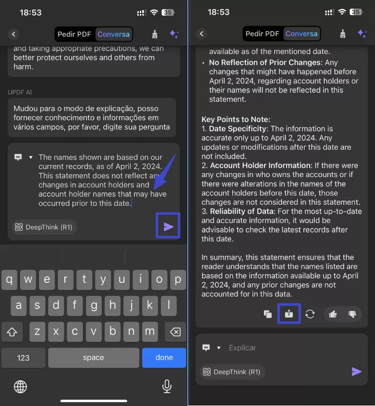 abra o chat da IA e selecione explicar