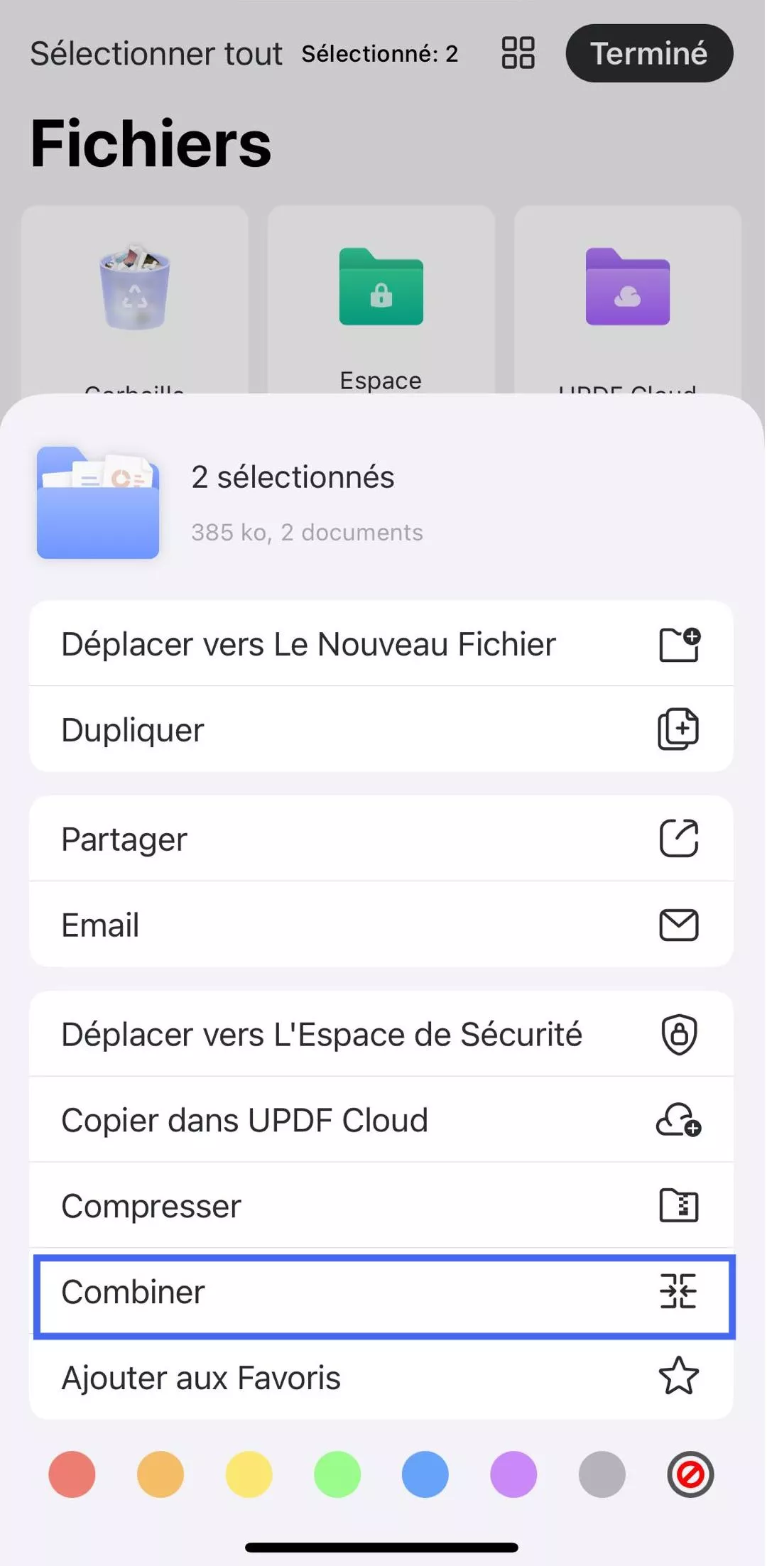 Fusionner toutes les captures d'écran en un seul PDF avec UPDF sur iOS