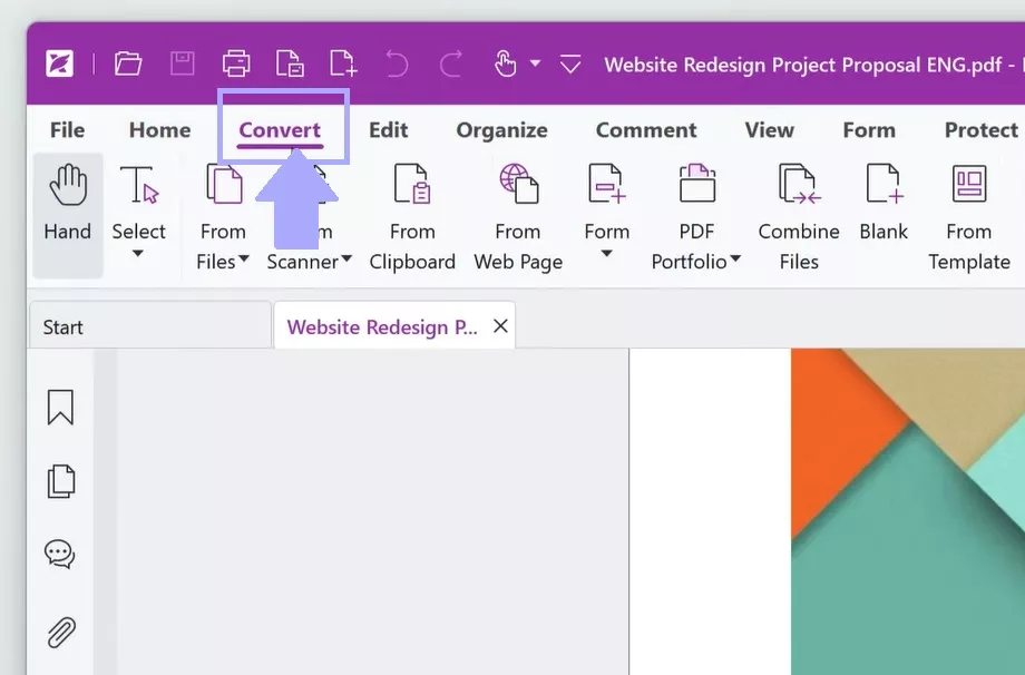 click on the “convert” button in foxit