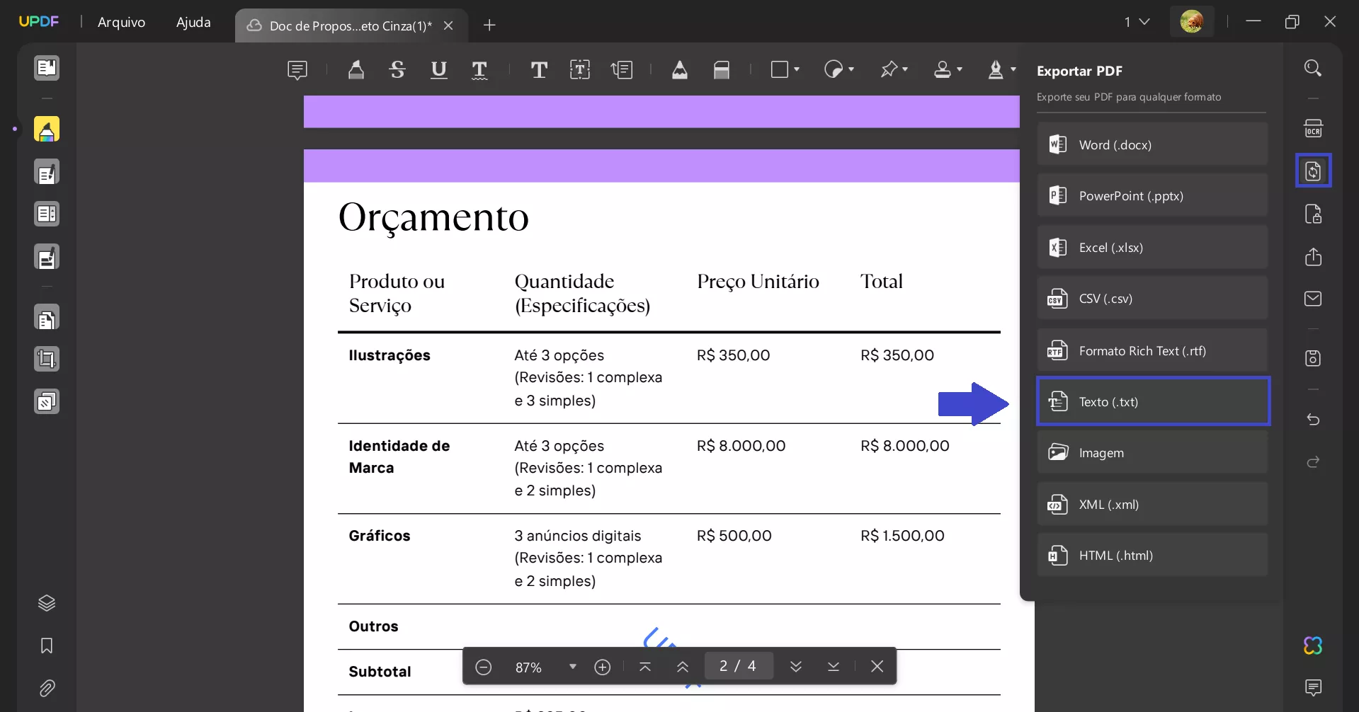 Conversor de PDF para Texto com IA