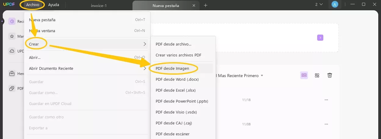 crear pdf desde imagen