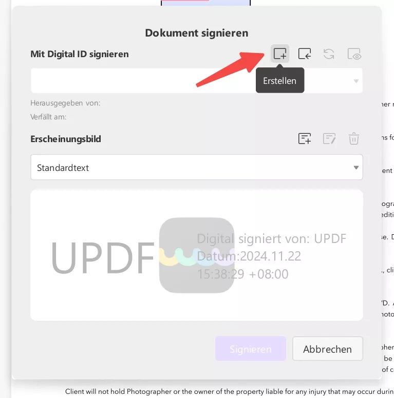 Digitale Signatur in UPDF unter Windows erstellen