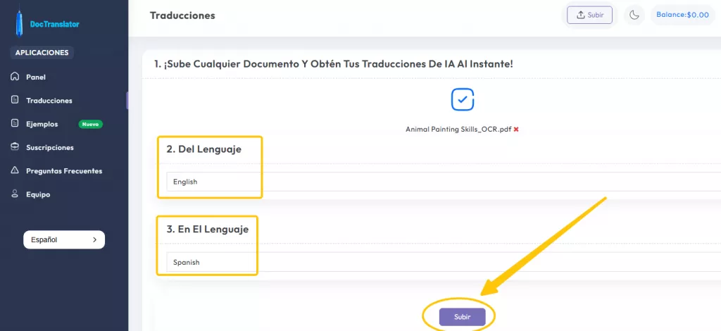 doctranslator traducir PDF online