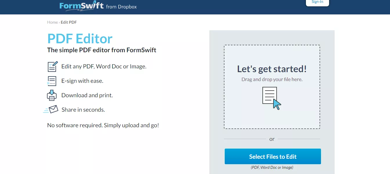 Formswift's Editor Page