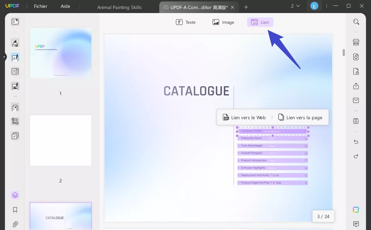 ajouter sommaire cliquable pdf