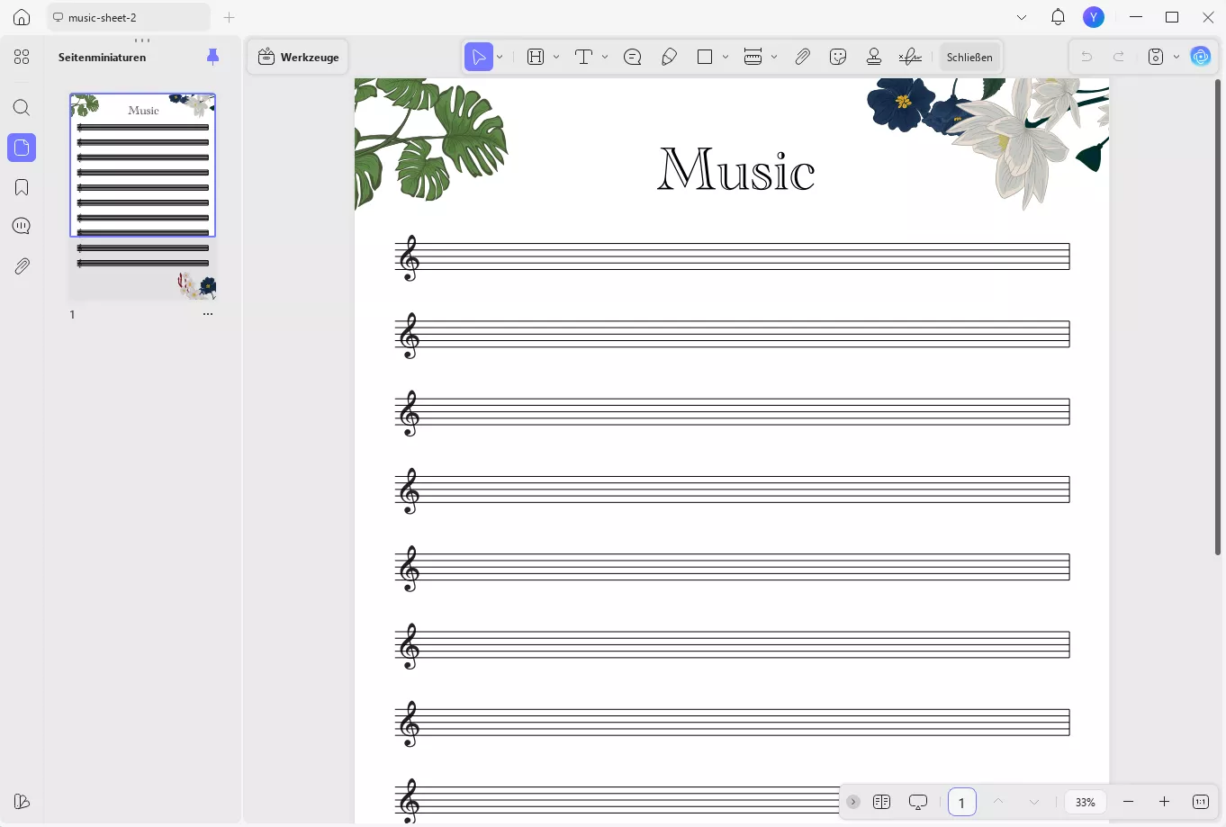 Notenblätter aus PDF abspielen updf