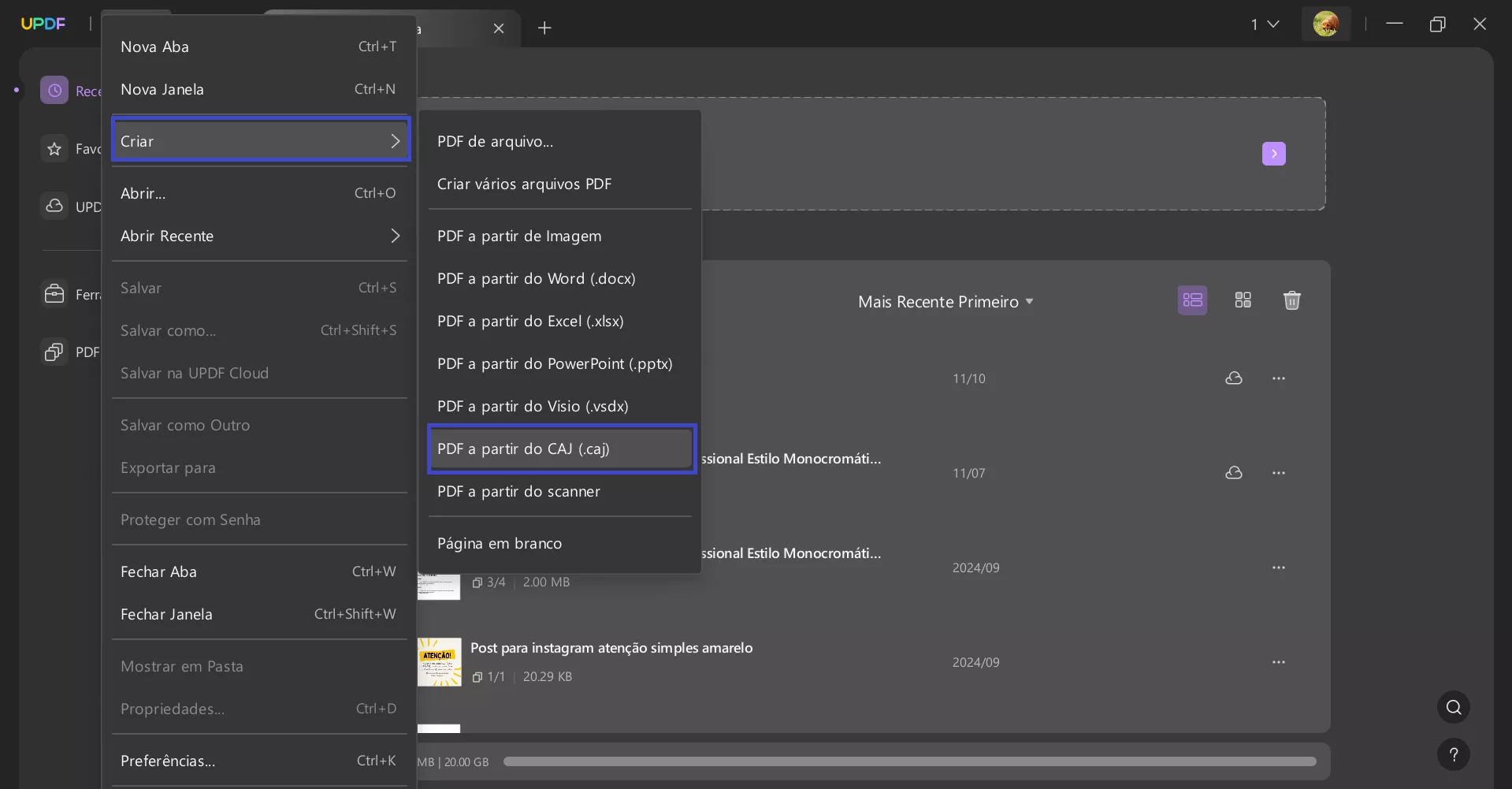 Converter CAJ para PDF