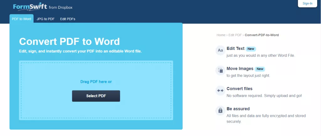 Upload the PDF to Formswift