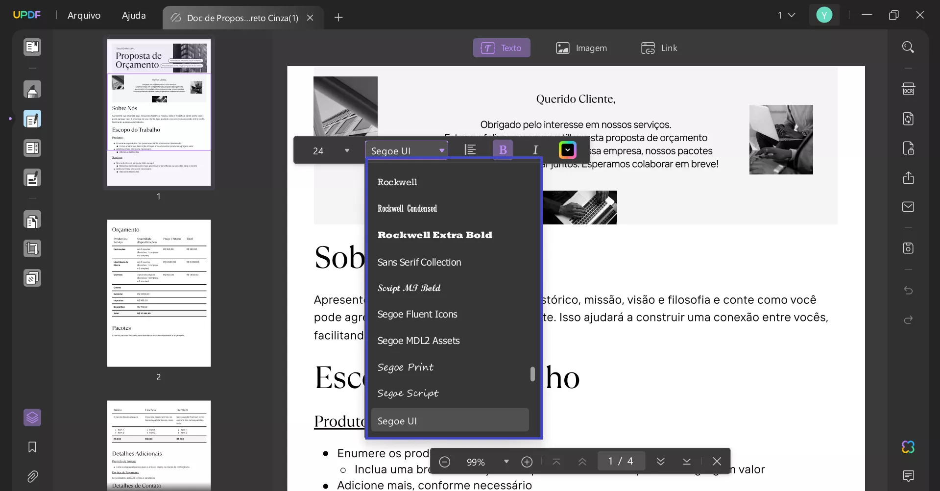 encontrar fonte de pdf alterar fonte