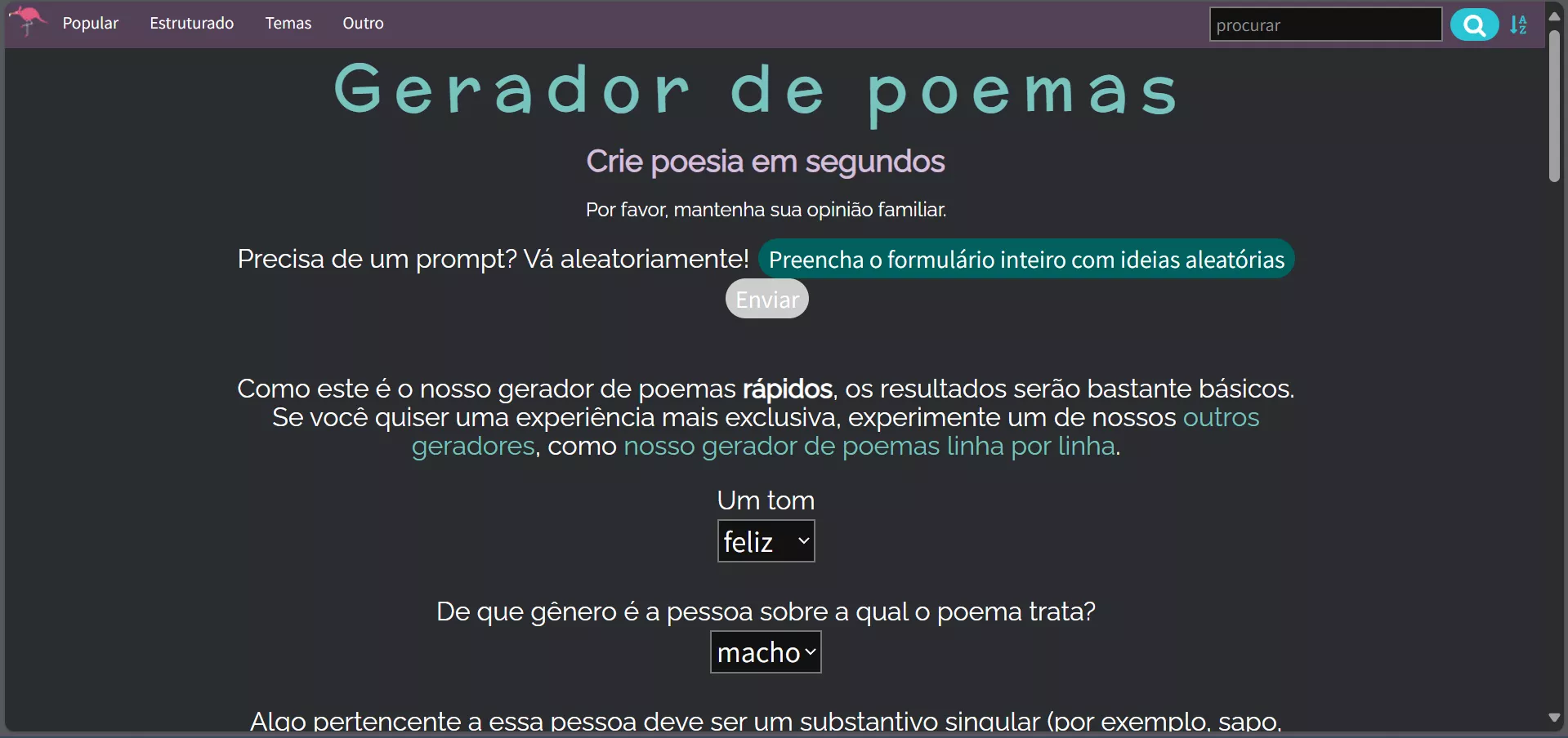 Geradores de Poemas com IA