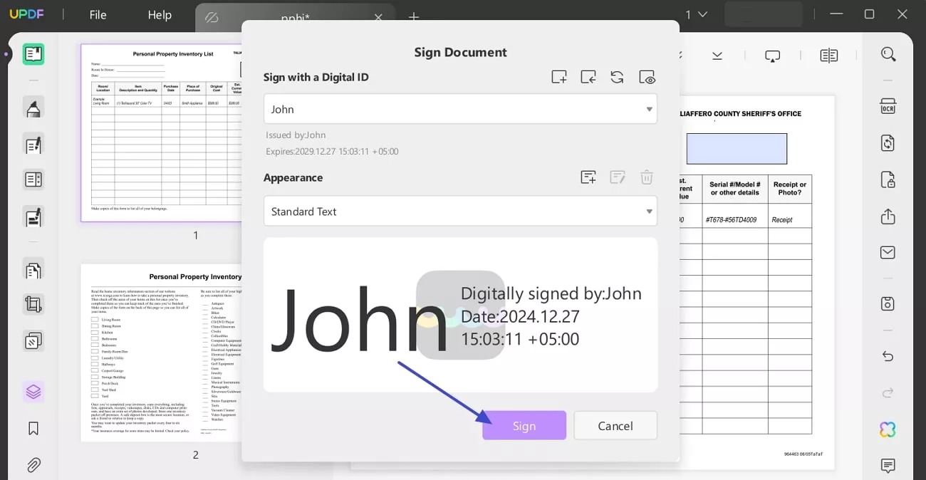 sign with digital signature updf