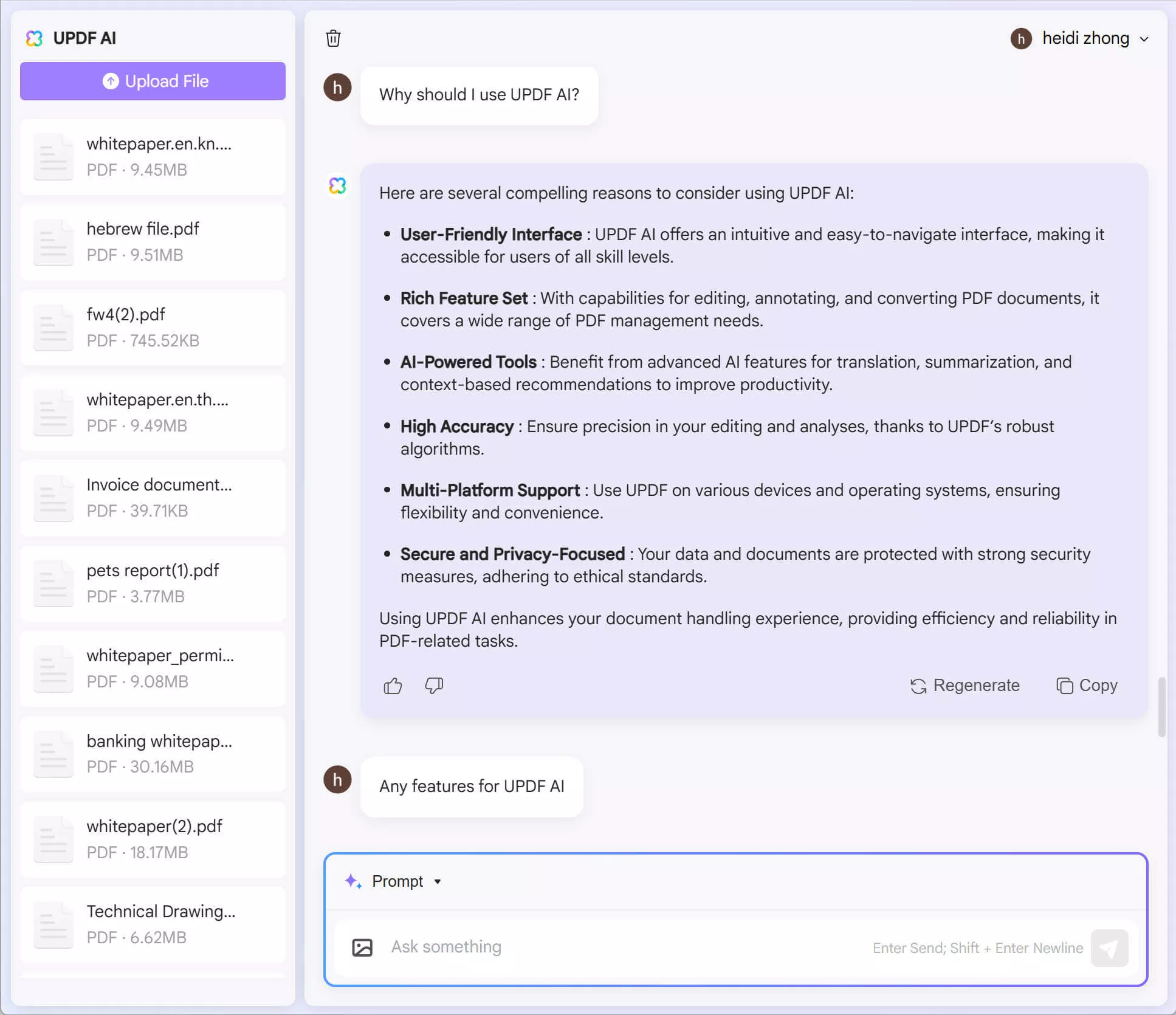 chat with ai updf ai online