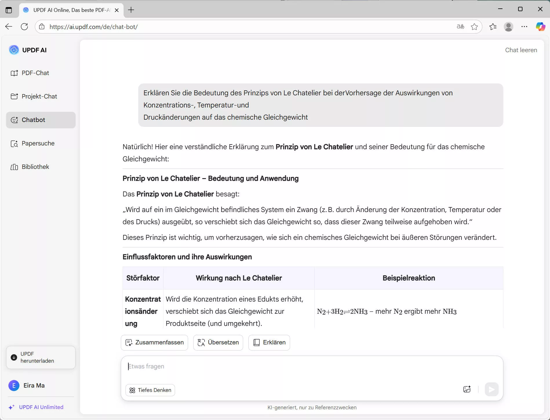 Beispiel für die Antwort von ai