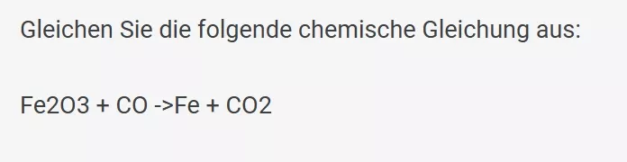 ein Screenshot des Chemieproblems