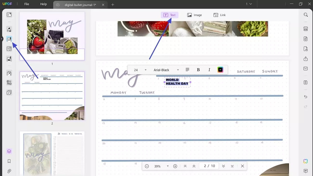 locate text icon to edit