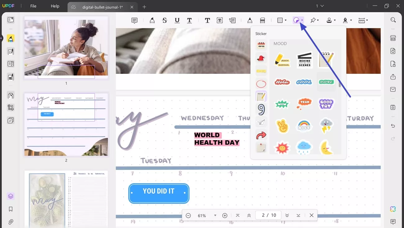 use stickers for attractive journal